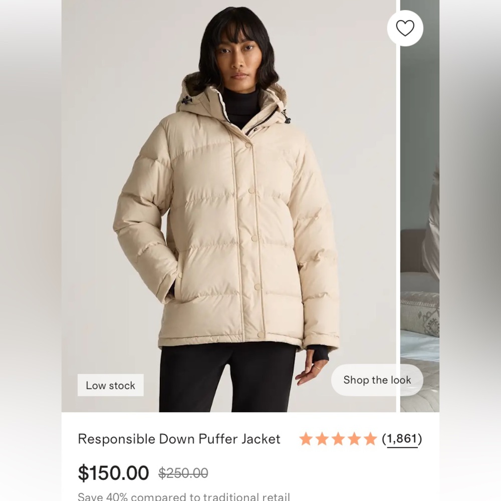 Quince Women’s responsible down Puffer Jacket in Oatmilk